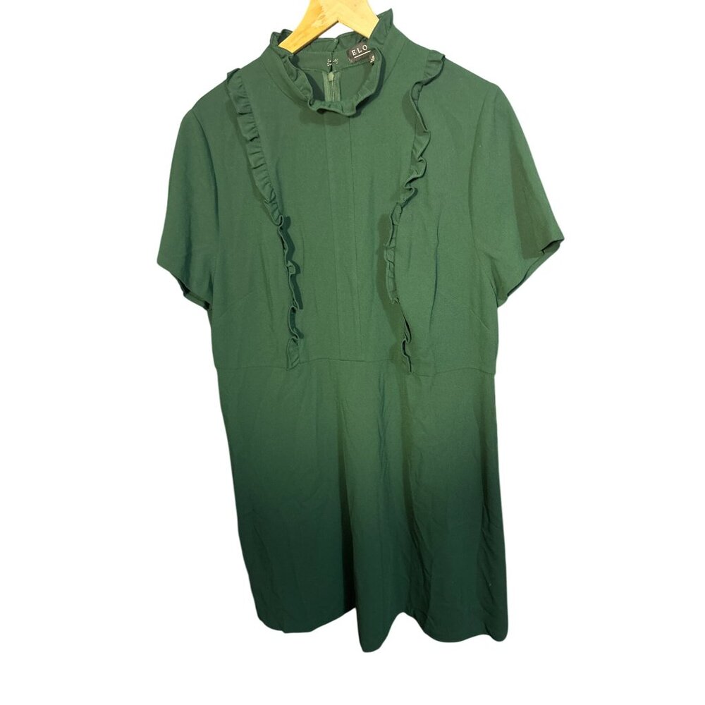 Eloquii Womens Green Ruffle‎ Short Sleeve Dress Size 18 NWT